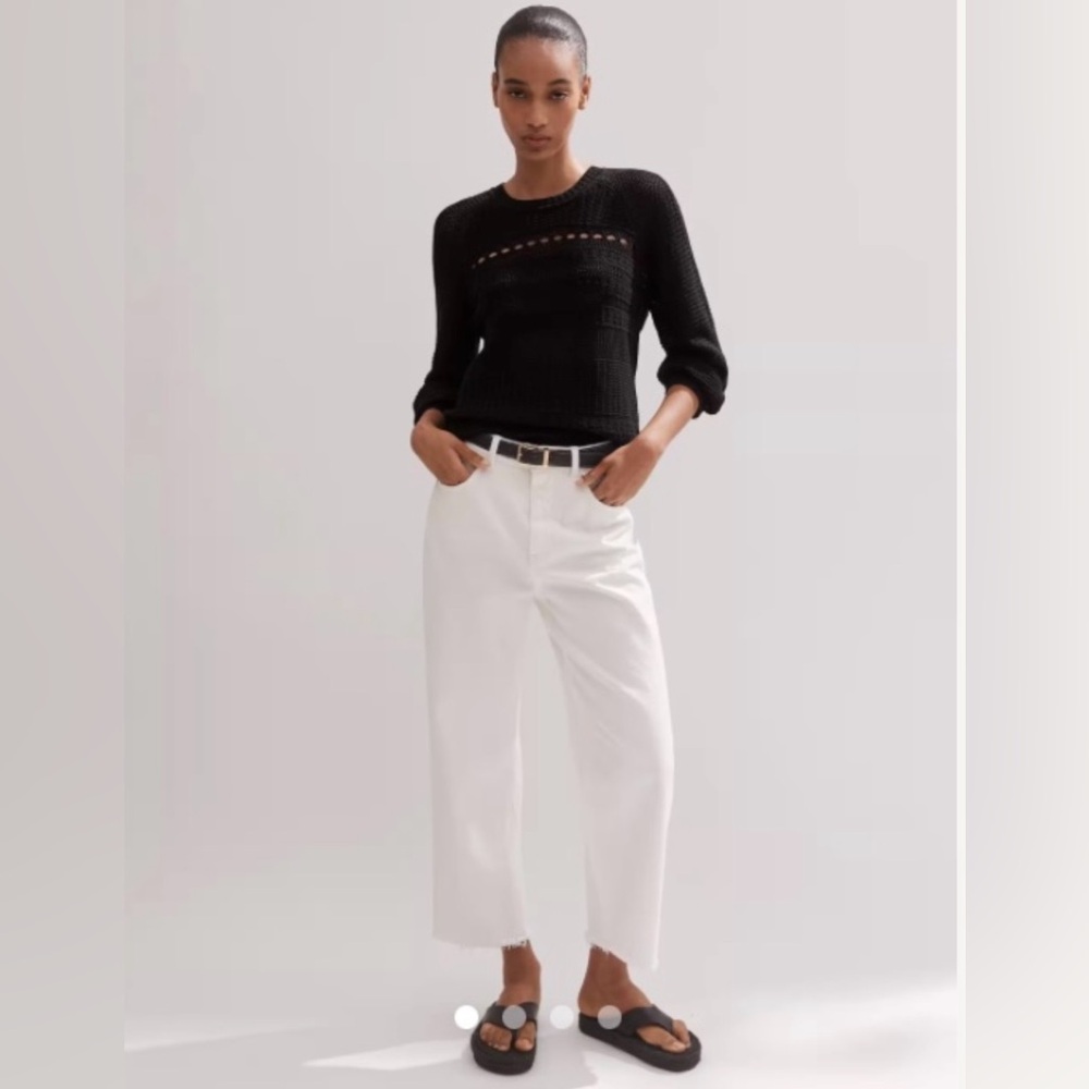 ME+EM 26 Authentic Straight Jean White Relaxed Crop Denim Summer EUC Ankle